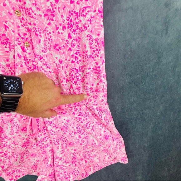 Lilly Pulitzer Jorgie Romper Sz XS in Pink Shandy Invest A Gator **see pics - Picture 6 of 10